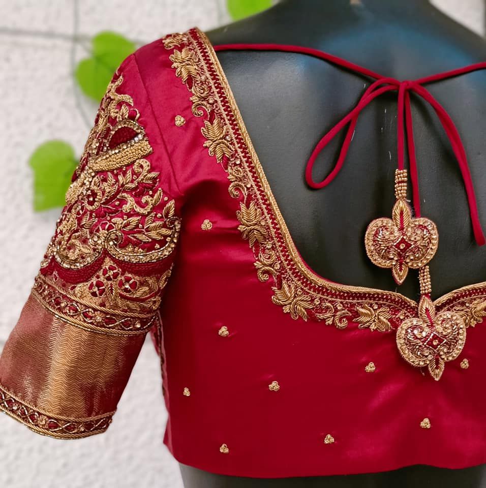 Red embroidered blouse back